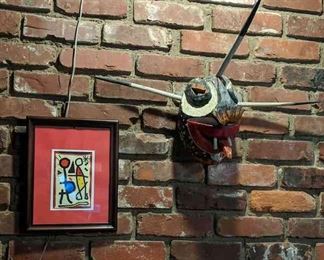 Tribal Mask And Framed Tribal Art