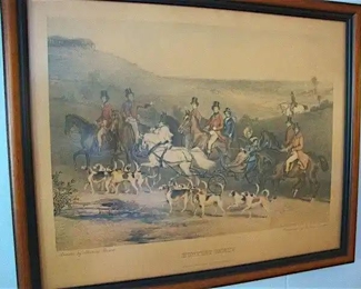 Print by Francis Grant  "Hunting Party" Engraved by Thomas Lupton 
