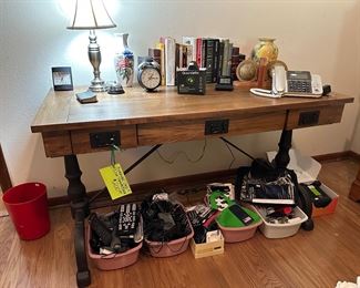 very nice rustic styled desk with iron base