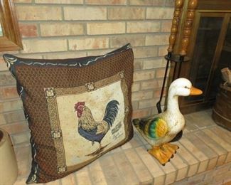 Rooster throw pillows, Large Ceramic Duck