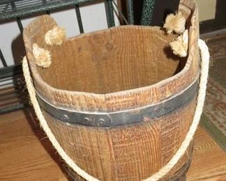 Primitive Wood Wishing Well Bucket