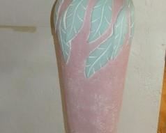 1980's Mauve/Teal Leaf Design Floor/Table Lamps