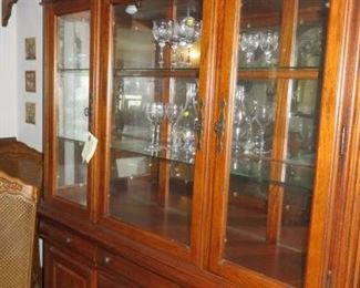 Large Wood/Glass China Hutch