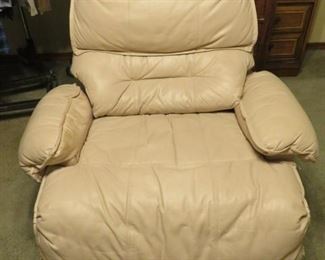 Cream Leather Swivel Recliner