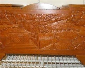 Small Vintage Asian/Japanese Carved Wood Trunk Chest