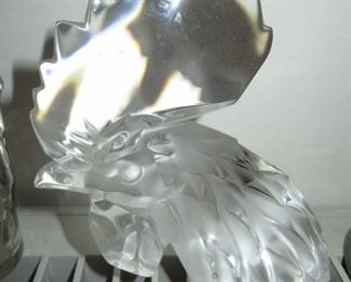 Lalique Glass Rooster, chip on beak & crown