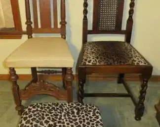 Antique Side/Dining Chairs & Foot Stool