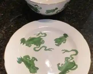 Williamsburg Commemorative Wedgwood Chinese Tigers Serving Bowl & Platter