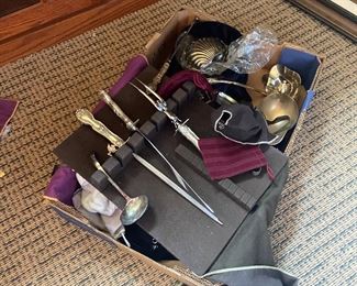 Sterling Carving set and Sterling punch bowl ladle