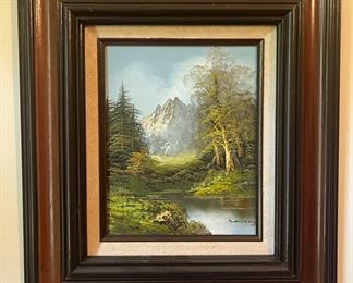 Forest landscape with pond - signed Williams