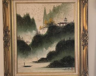 Asian mountain landscape - Signed Chen Mao
