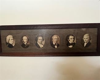Vintage artwork - The Greatest Composers - From L to R: Mozart, Mendelssonn, Beethoven, Wagner, Schubert, Haydn