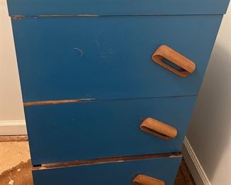 The matching quirky but very cool MCM three drawer end table. Don't you love the color?