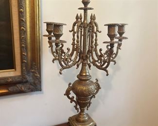 Vintage Baroque Style Brass Candelabra