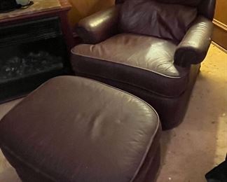 Leather chair & ottoman
