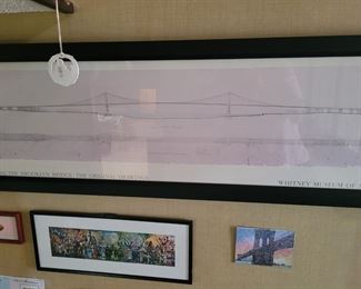 Copy of one of the original drawings for the Brooklyn Bridge
