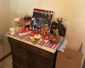 Marble top washstand and Carousel liquor decanters