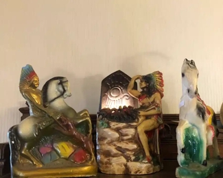 Rare Indian chalk lamp and figures 