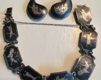 Siam Sterling Silver Bracelet & Earrings