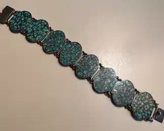 Sterling Silver & Turquoise Clasp Bracelet