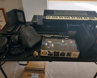 some electronics in upstairs hallway