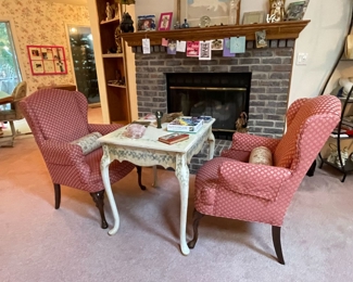 2 wing backs & small table, perfect for games for 2