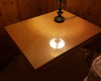 Wood Table w glass protector