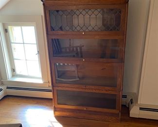 Barrister bookcase with leaded glass.