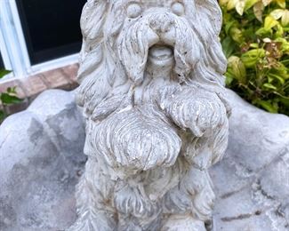 Cement Puppy Garden Sculpture