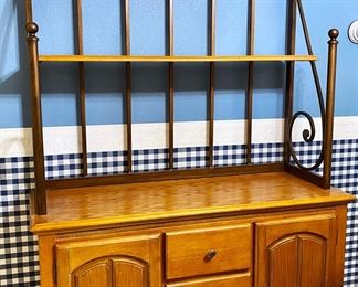 Maple and Metal Scroll Hutch