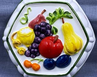 Fruit Medley with Pear, Grapes, Cherries, Plum, and Lemon Gelatin Mold