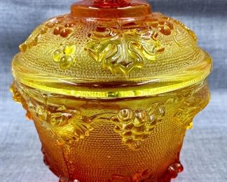 Amberina Jeanette Glass Lidded Jar