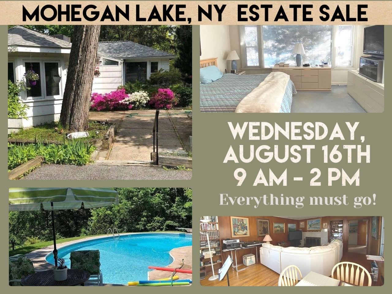 Mohegan Lake, NY Estate Sale starts on 8/16/2023
