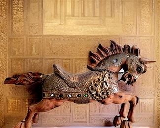 "Bucephalus" hand-carved European War Horse $495 or bid #2