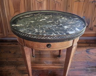 Petite Marble-top Side Table with Single Drawer $65 or bid #8