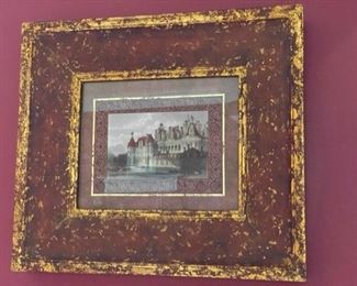 MAKE OFFER.  ALL OFFERS CONSIDERED.  $80 USD     4 Castle Prints w Burgundy/Gold Frames LA178-13      Description: Set of 4 stunning castle prints in burgundy/gold rustic frames.  
Dimensions: 16.5 x 14.5 framed
Condition: Very good condition.
Local pick up Potomac, MD.  Located on first floor.  Contact us for shipper suggestions.      https://goodbyhello.com/products/la178-13?_pos=4&_sid=f4cf1db7b&_ss=r