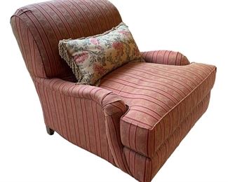 MAKE OFFER.  ALL OFFERS CONSIDERED.  $175 USD     Domain English Roll Arm Burgundy Striped Accent Chair LA178-2    Description: Burgundy striped accent chair.
Dimensions: 35 x 37 x 34"H
Condition: Very good condition. 
Local pick up Potomac, MD.  Located on first floor.  Contact us for shipper suggestions.     https://goodbyhello.com/products/la178-2?_pos=7&_sid=f4cf1db7b&_ss=r