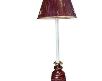 MAKE OFFER.  ALL OFFERS CONSIDERED.  $80 USD     Candlestick Table Lamp with Red Toil Shade LA178-7    Description: Simple, Sturdy, Statement.  Red Tole Shade
Dimensions: 6.5 x 36"H
Condition: Very good condition
Local pick up Potomac, MD.  Located on first floor.  Contact us for shipper suggestions.       https://goodbyhello.com/products/la178-7?_pos=14&_sid=f4cf1db7b&_ss=r