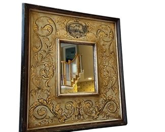 MAKE OFFER.  ALL OFFERS CONSIDERED.  $100 USD     Italian Hand Painted Square Florentine Wall Mirror LA178-29    Description: Elegant Italian Hand Painted Oval Florentine Wall Mirror, aged gold, black, and wood frame.
Dimensions: 31.5 x 35"H
Condition: Very good condition
Local pick up Potomac, MD.  Located on first floor.  Contact us for shipper suggestions.     https://goodbyhello.com/products/la178-29?_pos=16&_sid=f4cf1db7b&_ss=r