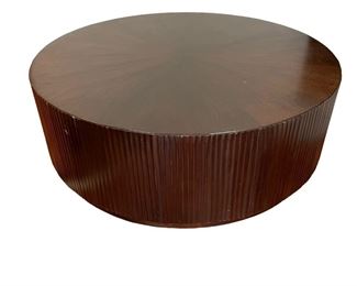 $300 USD       Mid Century Round Fluted Wood Coffee Table SB183-14     Description: The lovely, light brown or dark chocolate coffee table is a beautiful statement piece for the home. Bold, contemporary, and oh-so-sophisticated, this eye-catching piece has been fashioned from solid wood amidst the fluted round sides.
Dimensions: 45 x 45 x 16"H
Condition: Good condition.  Please see photos for surface scratches. 
Local pick up Chevy Chase MD.  Located on first floor.  Contact us for shipper suggestions.      https://goodbyhello.com/products/round-wood-coffee-table-w-fluted-sides-sb183-14?_pos=6&_sid=e709a2c06&_ss=r