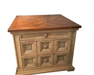 $500 USD     American of Martinsville Fruitwood End Table w Chevron Inlay Top SL86-4    Use as a nightstand or an end table.  This piece is sure to delight!  It's intricate carved façade is a showstopper!

27 x 27 x 22.5"H

Condition: Very good condition

Local pick up Chevy Chase, MD.  Contact us for shipper suggestions.      https://goodbyhello.com/products/american-of-martinsville-end-table-sl86-4?_pos=5&_sid=8c943c460&_ss=r