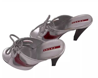 $375  Prada Sport Metallic Logo Cut Out Heels Sz 37.5 LY200-2                                                                                                          Fun, Sporty, Classy.  These shoes have it all!

Condition:  Very good.