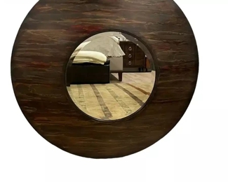 $125.00 Large Round Striated Metal Room Store Mirror LY200-5
As you gaze into the Modish Bowl Mirror, you'll realize you're less interested in what's looking back and more interested in the mirror itself. Made from vintage metal, this mirror is great piece for your entryway, dining space, or wherever. Enjoy a mirror worth staring at.

Dimensions: 32 x 32 

Local pick up Potomac, MD.  Contact us for shipper suggestions