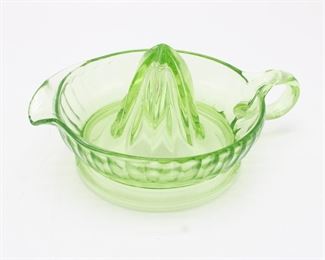Green Vaseline Glass Citrus Juicer