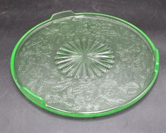 Etched Vaseline Glass Platter