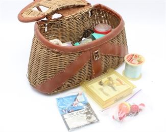 Woven Basket w/Fishing Supplies