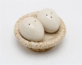 sakura Hand Painted Ceramic Eggs in Nest Salt & Pepper Shakers