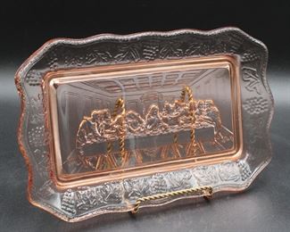 Pink Glass "The Last Supper" Tray