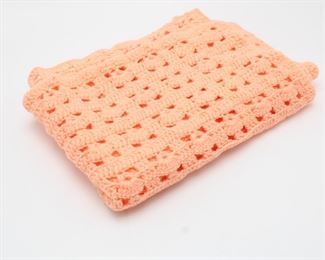 Orange/Pink Crochet Throw Blanket