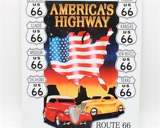 America's Highway Route 66 Tin Poster